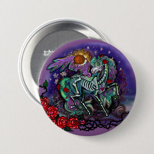 Badge Rond 7,6 Cm Cheval Día de Muertos