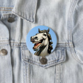 Badge Rond 7,6 Cm cheval drôle (En situation)
