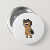 Badge Rond 7,6 Cm Cheval en coiffeur avec peigne (Devant & derrière)