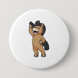 Badge Rond 7,6 Cm Cheval en coiffeur avec peigne