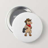 Badge Rond 7,6 Cm Cheval en cow-boy (Devant & derrière)