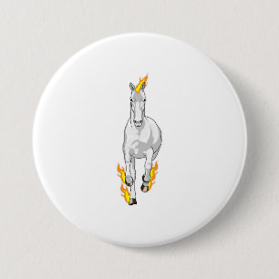 Badge Rond 7,6 Cm Cheval en flamme