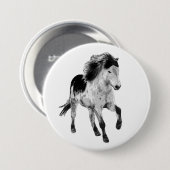 Badge Rond 7,6 Cm Cheval islandais en mouvement (Devant & derrière)