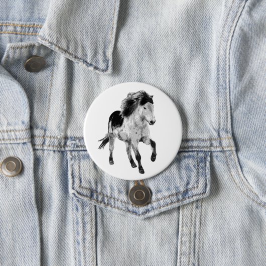Badge Rond 7,6 Cm Cheval islandais en mouvement (En situation)
