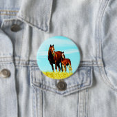 Badge Rond 7,6 Cm Chevaux (En situation)