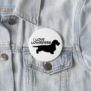 Badge Rond 7,6 Cm Cheveux ronds Dachshund - Silhouette 1