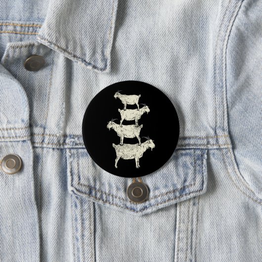 Badge Rond 7,6 Cm Chèvre Retro (En situation)