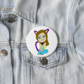 Badge Rond 7,6 Cm chibi catgirl (En situation)