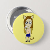 Badge Rond 7,6 Cm Chibi Catgirl (Devant & derrière)