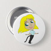 Badge Rond 7,6 Cm chibi fille avec une queue (Devant & derrière)