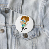 Badge Rond 7,6 Cm chibi fille avec une queue (En situation)