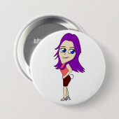 Badge Rond 7,6 Cm chibi fille avec une queue de lapin (Devant & derrière)