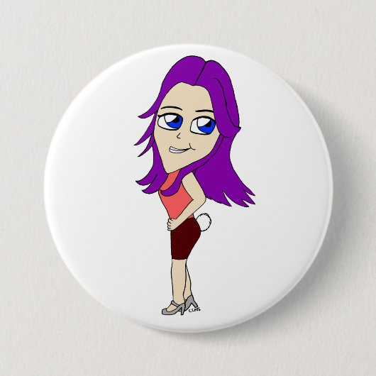 Badge Rond 7,6 Cm chibi fille avec une queue de lapin (Devant)