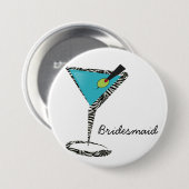 Badge Rond 7,6 Cm chic aqua martini (Devant & derrière)