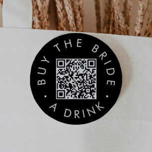 Badge Rond 7,6 Cm Chic Black Acheter La Mariée Un Boisson QR Code