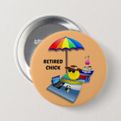 Badge Rond 7,6 Cm Chick retraité (Devant & derrière)