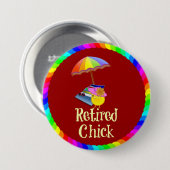 Badge Rond 7,6 Cm Chick retraité - Texte blanc sur Arrière - plan fo (Devant & derrière)