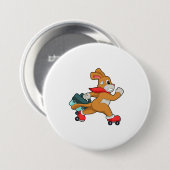 Badge Rond 7,6 Cm Chien avec des patins à roulettes (Devant & derrière)