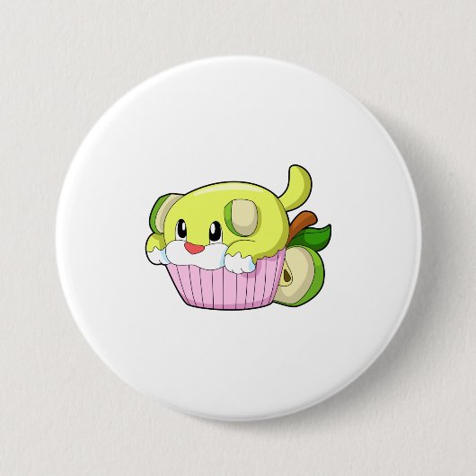 Badge Rond 7,6 Cm Chien avec gâteau (Devant)