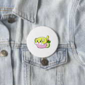 Badge Rond 7,6 Cm Chien avec gâteau (En situation)