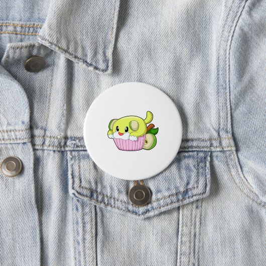 Badge Rond 7,6 Cm Chien avec gâteau (En situation)