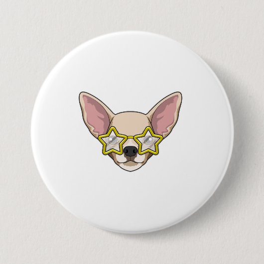 Badge Rond 7,6 Cm Chien avec lunettes de soleil (Devant)