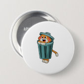 Badge Rond 7,6 Cm Chien avec Trashcan (Devant & derrière)
