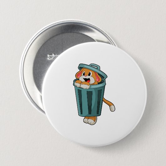 Badge Rond 7,6 Cm Chien avec Trashcan (Devant & derrière)