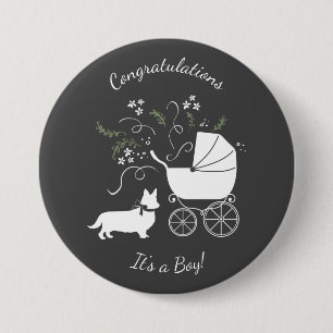 Badge Rond 7,6 Cm Chien Baby shower de Corgi