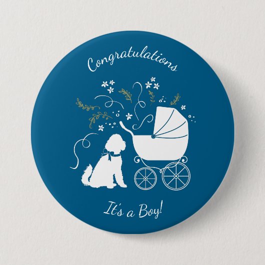 Badge Rond 7,6 Cm Chien Baby shower Goldendoodle (Devant)