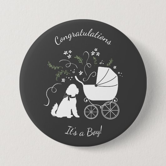 Badge Rond 7,6 Cm Chien Baby shower Goldendoodle (Devant)