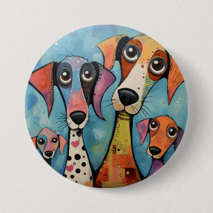 Badge Rond 7,6 Cm Chien coloré Art Abstrait de style dessin animé
