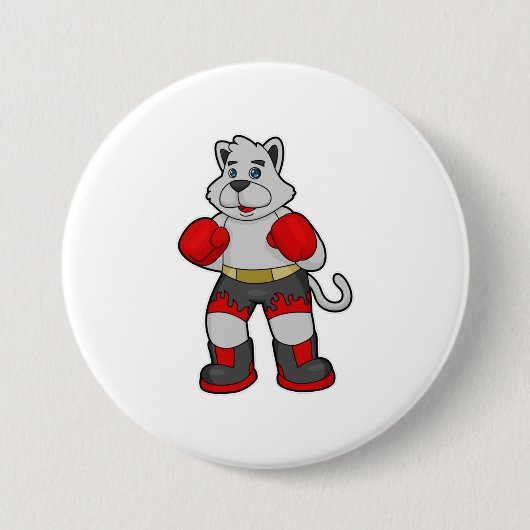 Badge Rond 7,6 Cm Chien comme boîte avec gants de boxe (Devant)