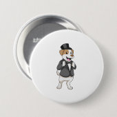 Badge Rond 7,6 Cm Chien comme marié avec ruban (Devant & derrière)