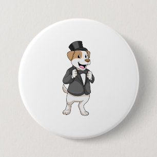 Badge Rond 7,6 Cm Chien comme marié avec ruban