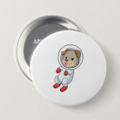Badge Rond 7,6 Cm Chien dans l'espace en costume (Devant & derrière)