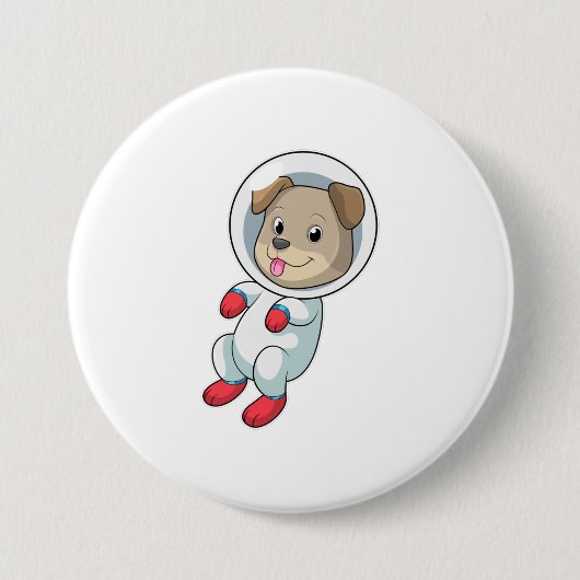Badge Rond 7,6 Cm Chien dans l'espace en costume (Devant)