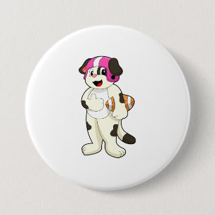 Badge Rond 7,6 Cm Chien de football Sports