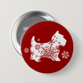 Badge Rond 7,6 Cm Chien de Noël (Devant & derrière)