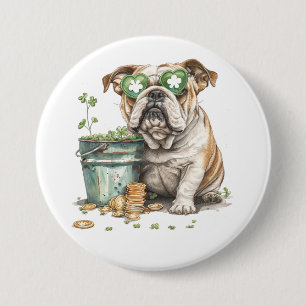 Badge Rond 7,6 Cm Chien de taureau anglais de la Saint-Patrick