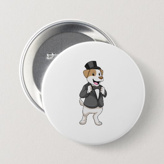 Badge Rond 7,6 Cm Chien en chambre avec ruban (Devant & derrière)