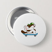 Badge Rond 7,6 Cm Chien en Skate avec Skateboard (Devant & derrière)