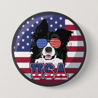 Badge Rond 7,6 Cm Chien Patriote USA