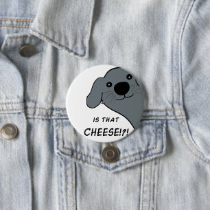 Badge Rond 7,6 Cm Chien Terre-Neuve Gris Cartoon Curieux