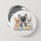 Badge Rond 7,6 Cm Chiens de Pâques (Devant & derrière)