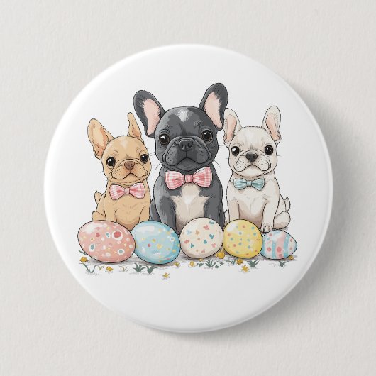 Badge Rond 7,6 Cm Chiens de Pâques (Devant)