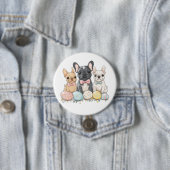 Badge Rond 7,6 Cm Chiens de Pâques (En situation)