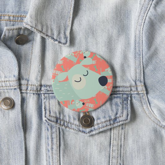 Badge Rond 7,6 Cm Chiens et os de Woof (En situation)