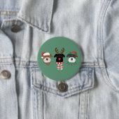 Badge Rond 7,6 Cm Chiens Schnauzer de Noël (En situation)