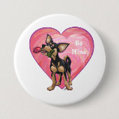 Badge Rond 7,6 Cm Chihuahua Saint-Valentin (Devant)
